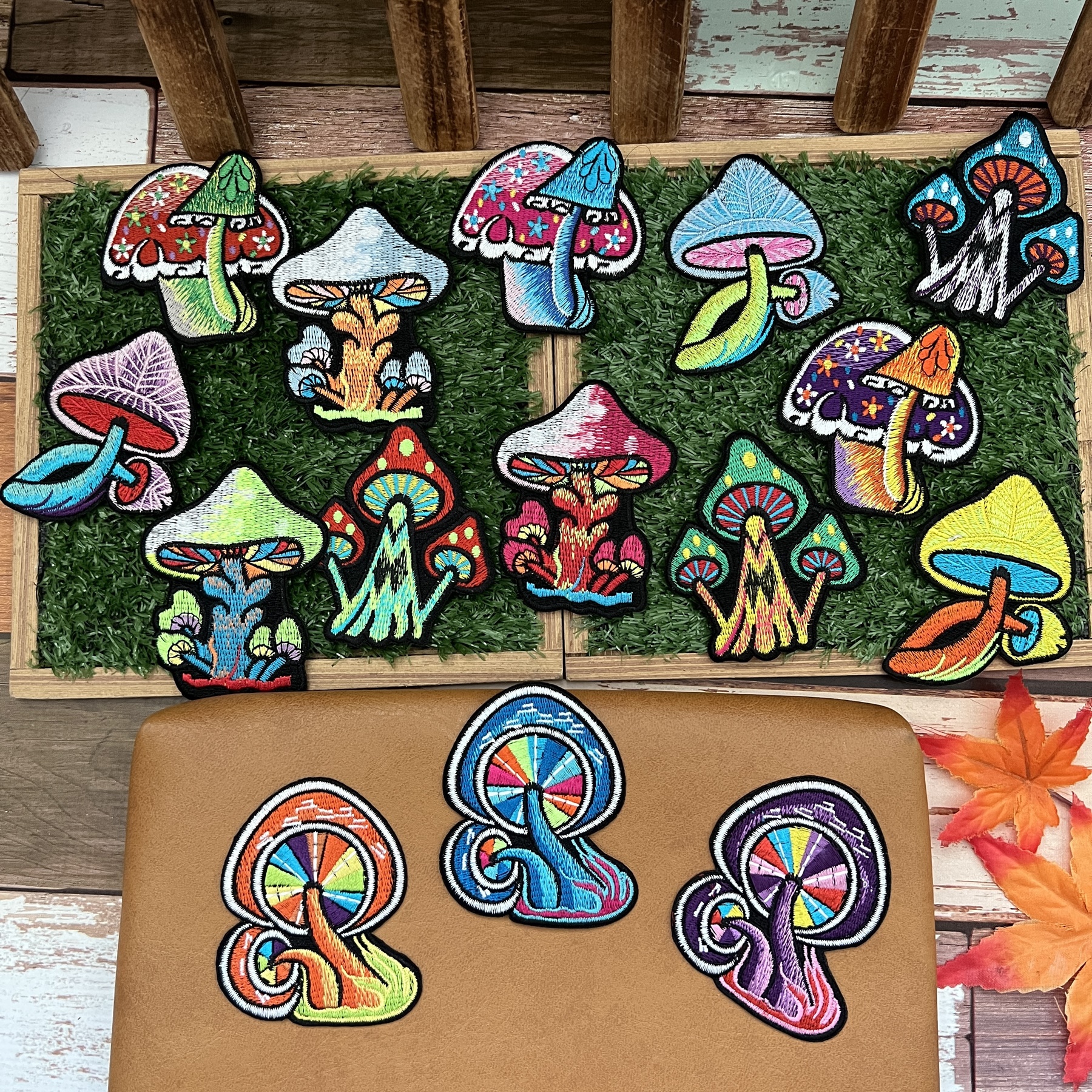 เห็ด ดอกเห็ด Magic Mushroom ยิปซี โบฮีเมี่ยน ตัวรีดติดเสื้อ อาร์มปัก ตกแต่งเสื้อผ้า หมวก กระเป๋า ยีนส์