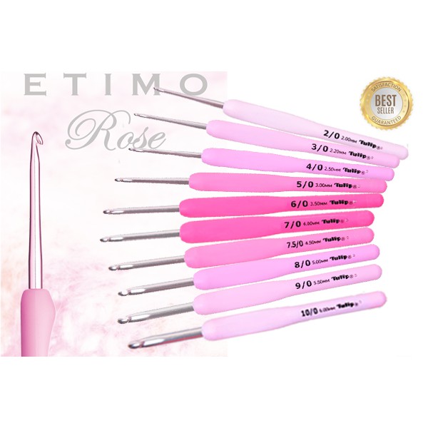เข็มโครเชต์Tulip Etimo Roseด้ามสีชมพูด้ามทำจากยางนุ่มมือสีหวานเนื้อเข็มทำจากอลูมิเนียมสินค้าขายดี