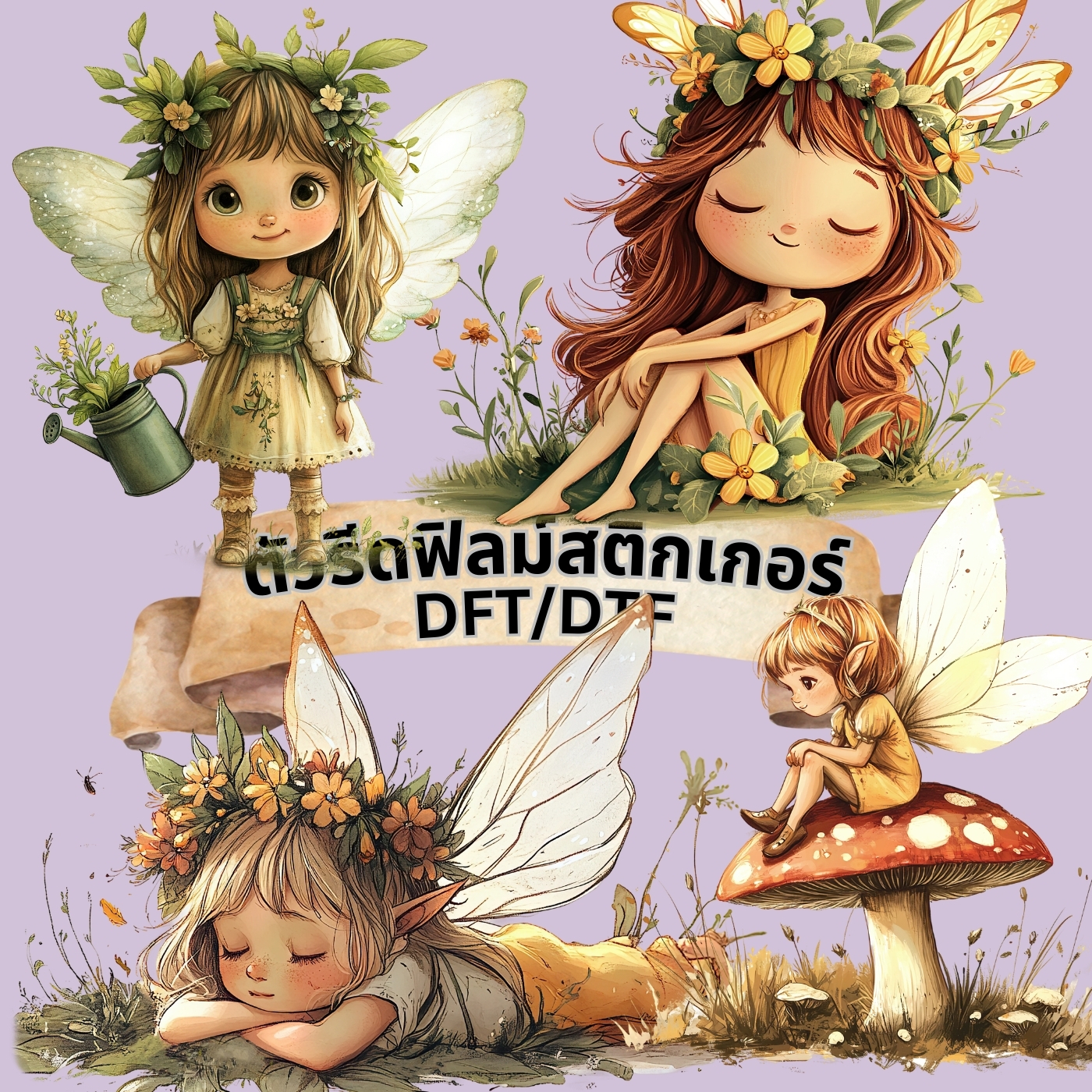 ตัวรีดติดเสื้อ นางฟ้าตัวน้อย ฟิลม์รีดร้อน พิมพ์ลาย สกรีนลาย ฟิลม์ DFT DTF