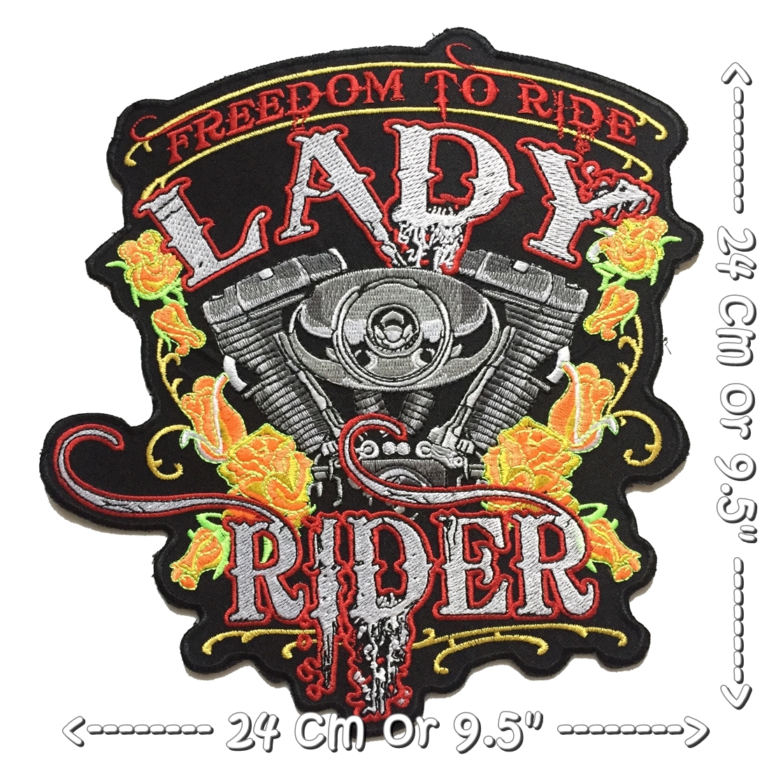 Lady Rider ไบค์เกอร์ ตัวรีดติดเสื้อ อาร์มรีด อาร์มปัก ตกแต่งเสื้อผ้า หมวก กระเป๋า แจ๊คเก็ตยีนส์ Embroidered Iron on Patch ไซส์ใหญ่