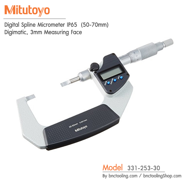 Mitutoyo,Digital Spline Micrometer IP65 (50-70mm), Digimatic, 3mm Measuring Face,331-253-30