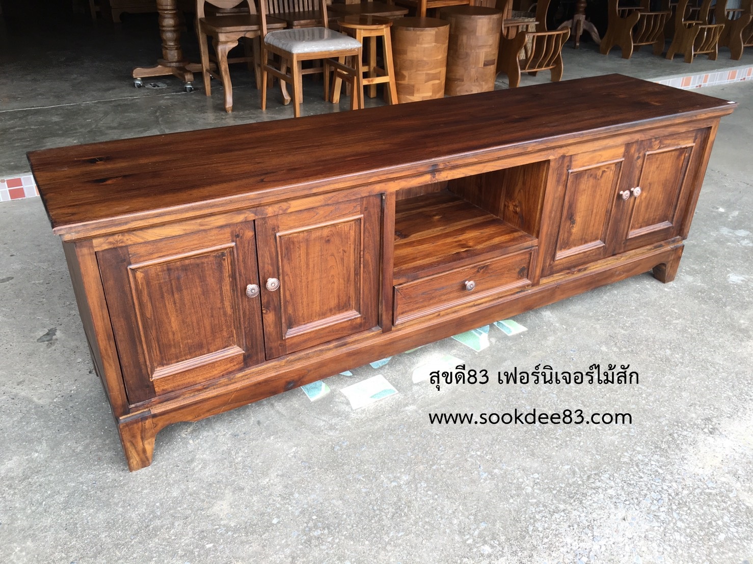 เคาน์เตอร์ทีวีแบบเตี้ย บานเปิด (สีสัก)