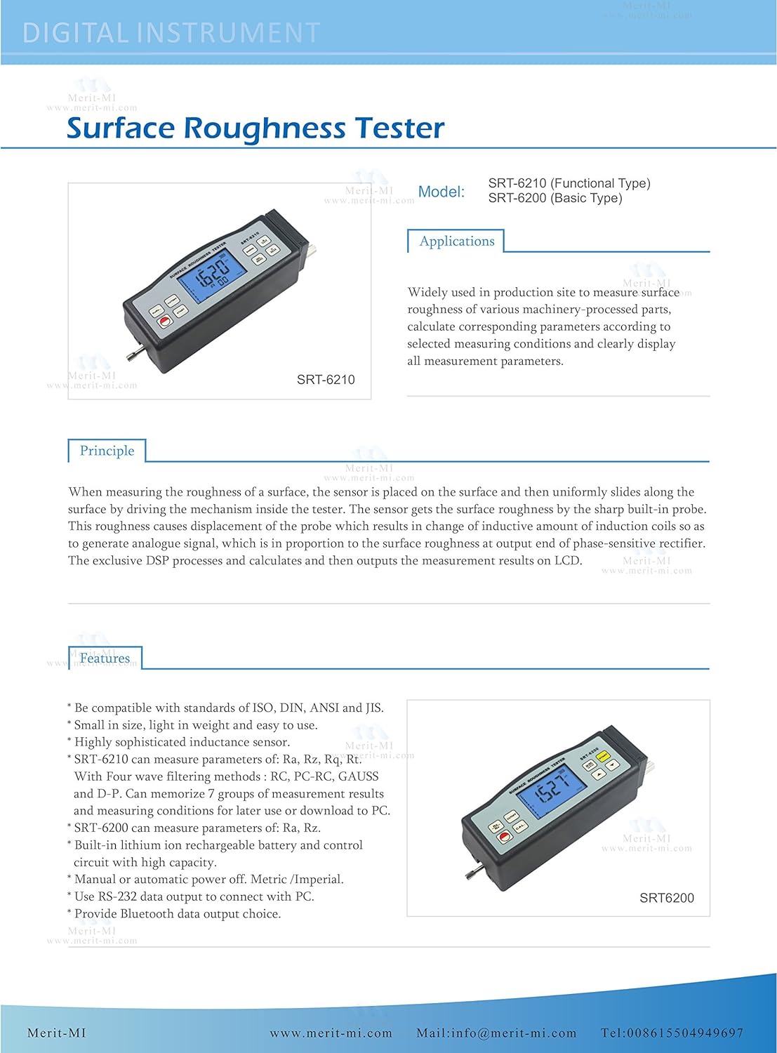 เครื่องวัดความเรียบผิว,SRT-6210 Digital Surface Roughness Tester Profile Gauge Surftest Profilometer Ra Rz Rq Rt