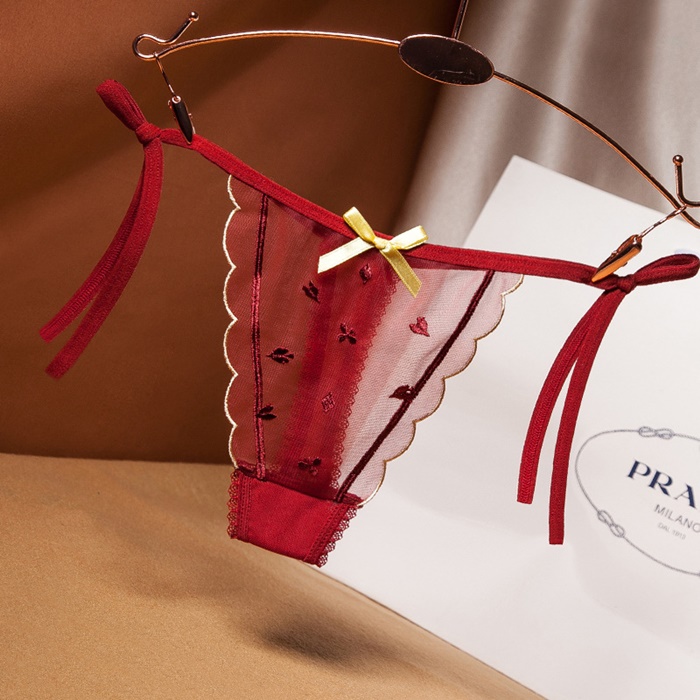 NA011 กางเกงในซีทรูแบบผูกข้าง กางเกงในผ้าซีทรูปักลายดอกไพ่มาในแบบผูกข้าง2ฝั่งตามรูปถ่ายเลยค่ะ