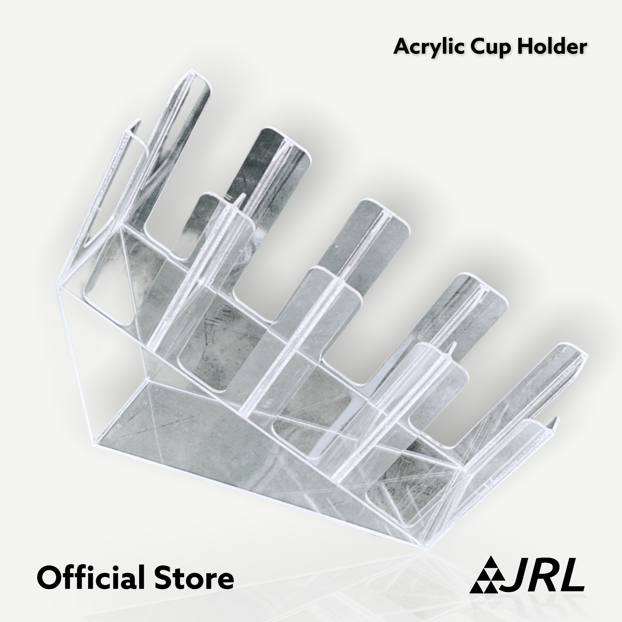 JRL ที่ใส่แก้วอคริลิก 4 ช่อง แบบเอียง (สีดำ/สีใส/สีชาใส)