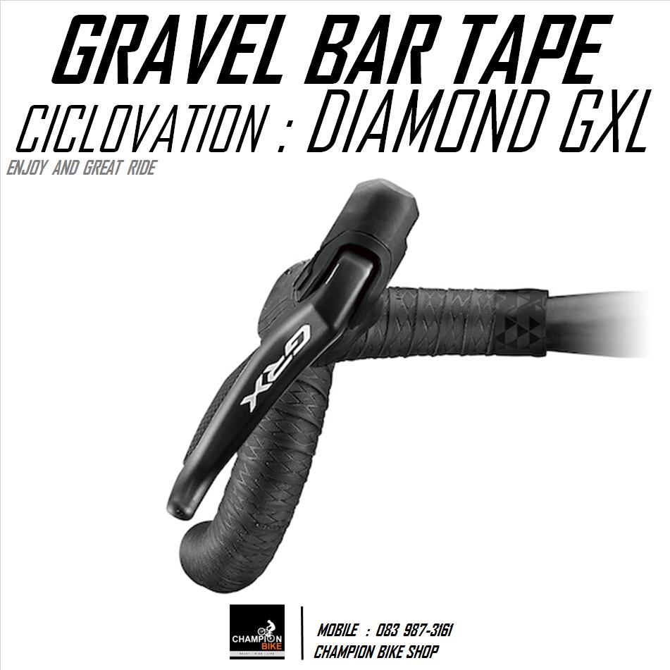 ผ้าพันแฮนด์จักรยานทัวร์ริ่งไบค์ กราเวลไบค์ CICLOVATION : GRIND TOUCH-DIAMOND GXL HANDLEBAR TAPE FOR TOURING & GRAVEL BIKE สีดำด้าน