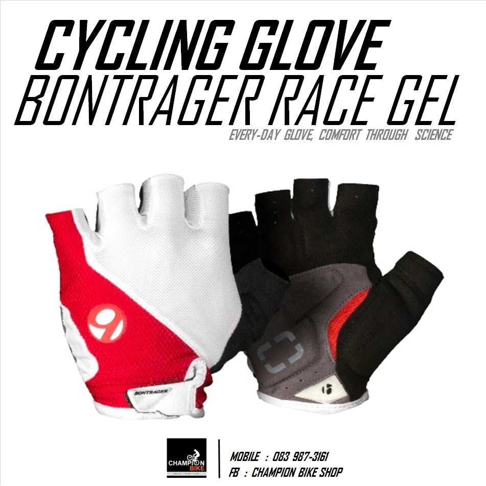 ถุงมือจักรยาน BONTRAGER : RACE GEL CYCLING GLOVE สีขาว-แดง