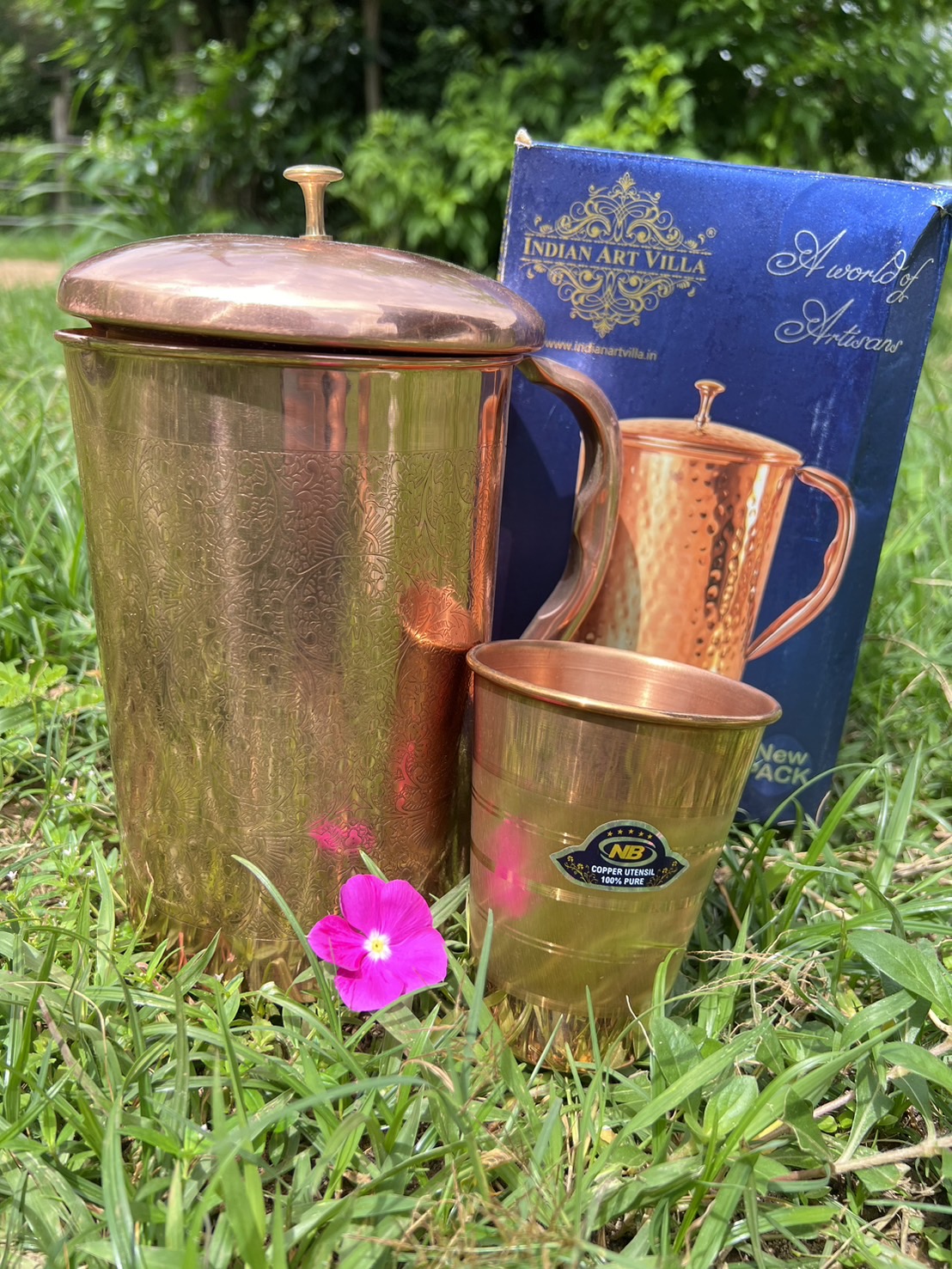 ชุดเยือกน้ำทองแดง+แก้วทองแดง สุดค้ม