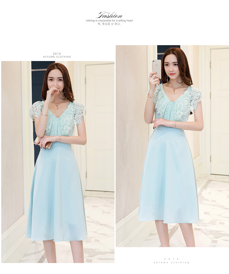 ชุดเดรสสีเขียวมิ้นต์ ส่งฟรี ems