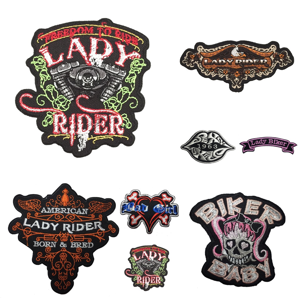 Lady Biker มอเตอร์ไซด์ ไบค์เกอร์ ตัวรีดติดเสื้อ อาร์มรีด อาร์มปัก ตกแต่งเสื้อผ้า หมวก กระเป๋า แจ๊คเก็ตยีนส์ Racing Embroidered Iron on Patch