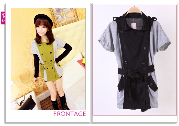 เสื้อตัวบนผ้าคอตตอน สีเทา แต่งด้วยผ้าคอตตอนสีดำ ส่งฟรี ems