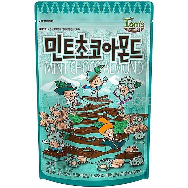 (ห่อใหญ่) Tom's Farm Honey Butter Almond #Mint Choco Almond อัลมอนด์เกาหลี ทอมส์ ฮันนี่ บัตเตอร์ อัลมอนด์อบสไตล์เกาหลี Toms HBAF อัลมอนด์อบเคลือบครีมนมรสมิ้นท์ผสมช็อกโกแลต 190g