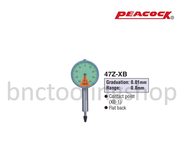 ไดอัลเกจ ขนาด 0.8มิล ความละเอียด 0.01มิล,One Revolution Dial Gauges Range 0.8mm Graduation 0.01mm,Peacock,47Z-XB