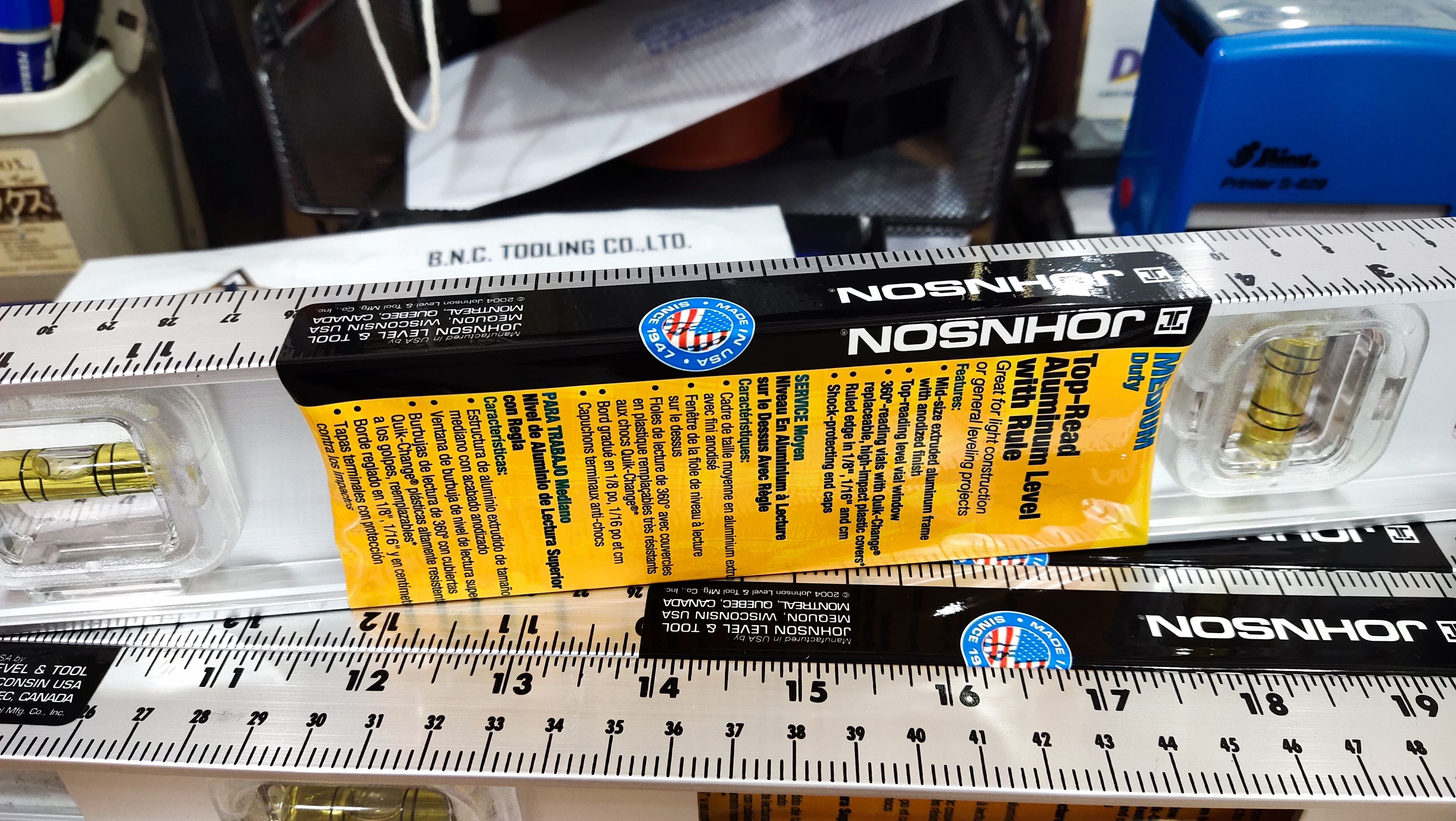 Johnson Level & Tool 1324 24-Inch Project Top-Read Aluminum Level w/Rule