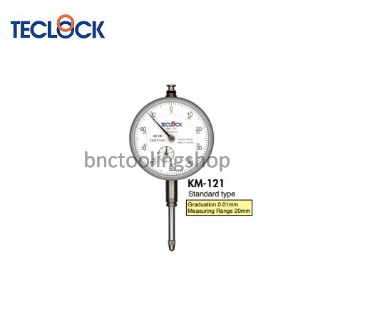 ไดอัลเกจแกนวัดยาวความละเอียด 0.01มิล,Long Stroke Dial Indicator Graduation 0.01mm,TECLOCK,KM-121