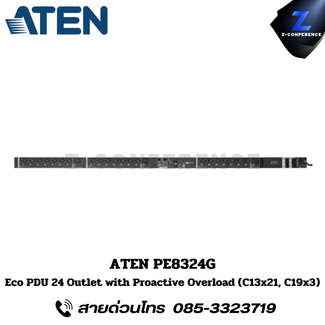 ATEN PE8324G Eco PDU 24 Outlet with Proactive Overload (C13x21, C19x3) Power Distribution Unit ระบบ ปิด-เปิด ไฟฟ้าอัจฉริยะ