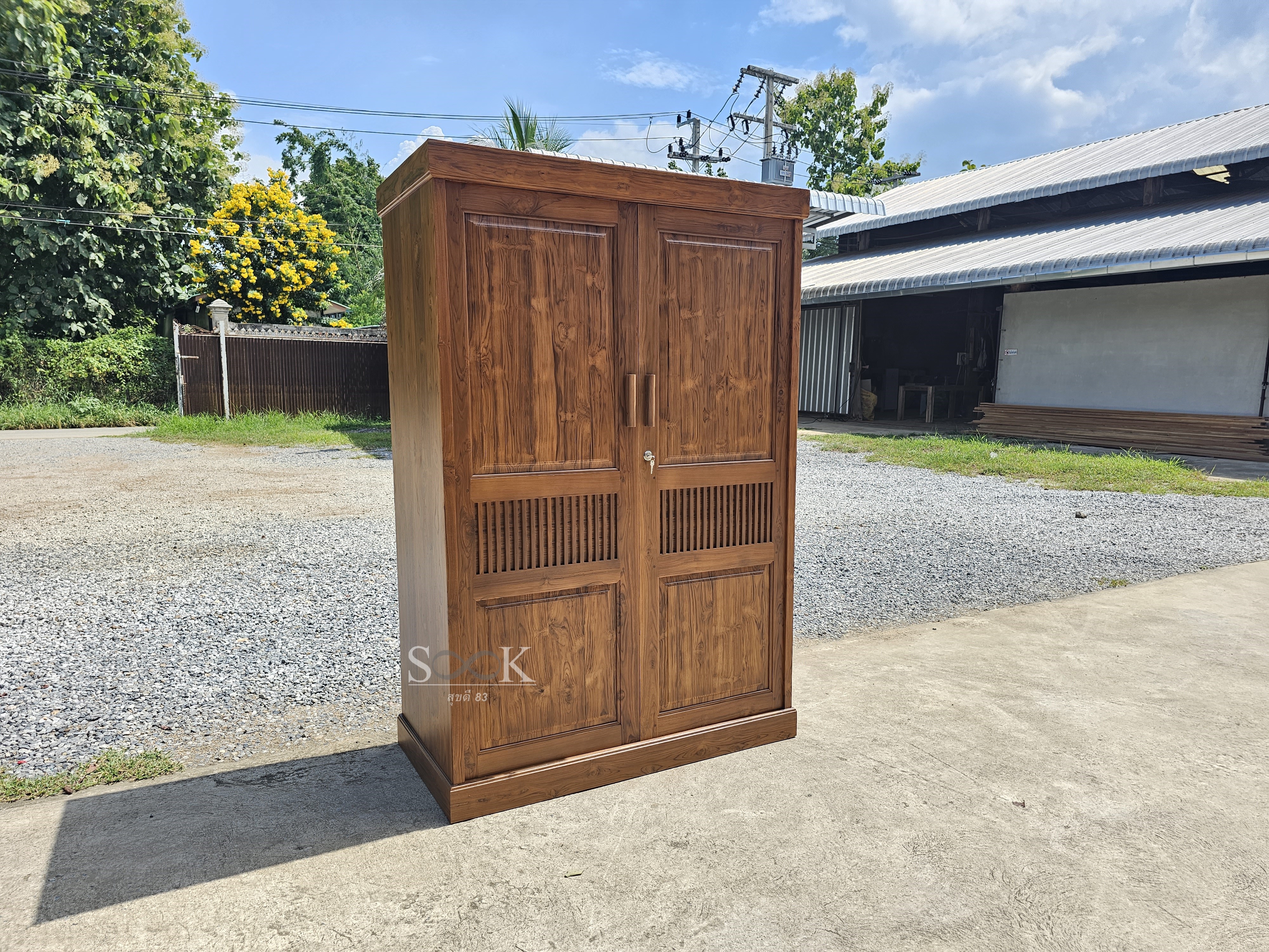 ตู้เสื้อผ้าบานเปิดลูกฟักผสมซี่