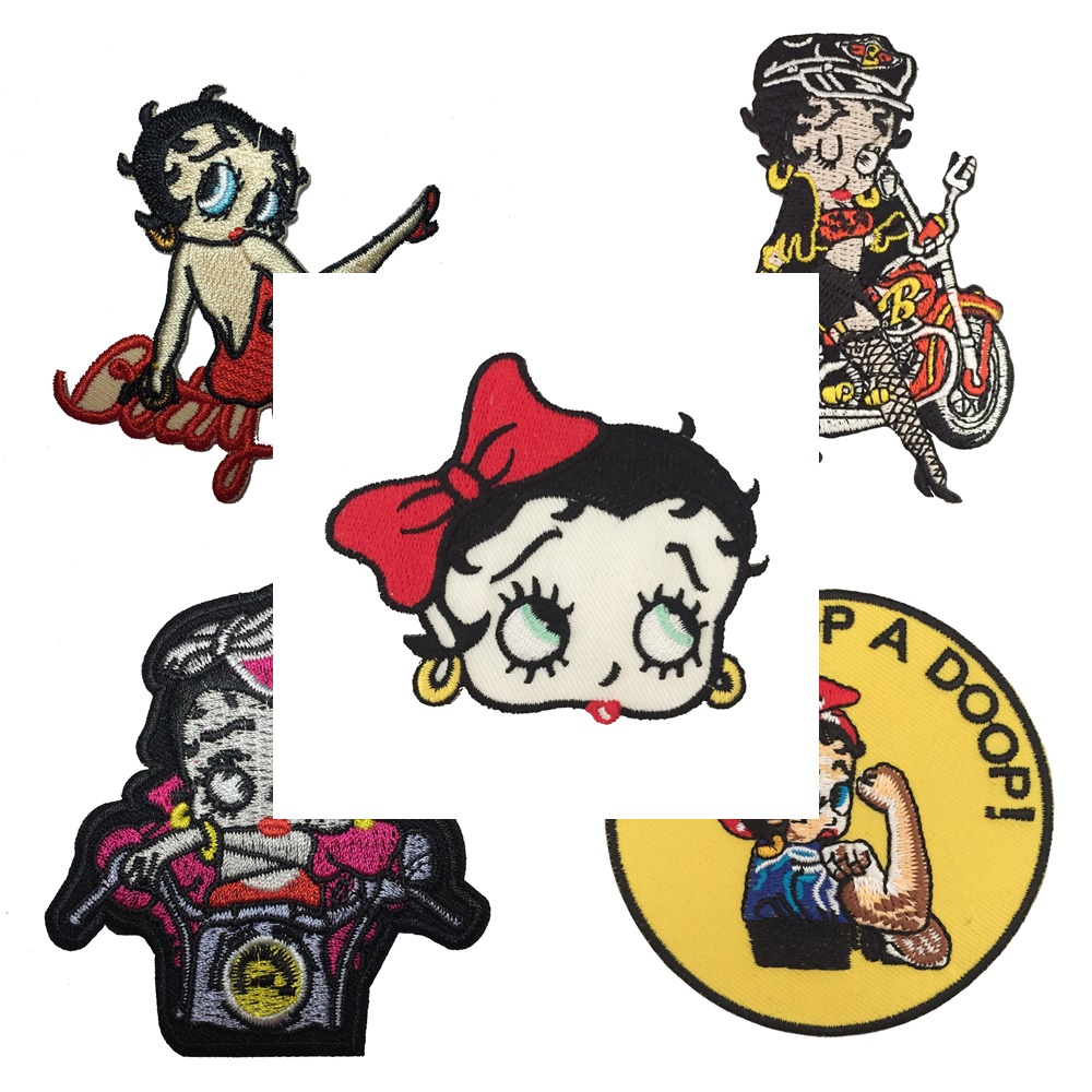 Betty Boop การ์ตูน ตัวรีดติดเสื้อ อาร์มรีด อาร์มปัก ตกแต่งเสื้อผ้า หมวก กระเป๋า แจ๊คเก็ตยีนส์ Movie Embroidered Iron on Patch