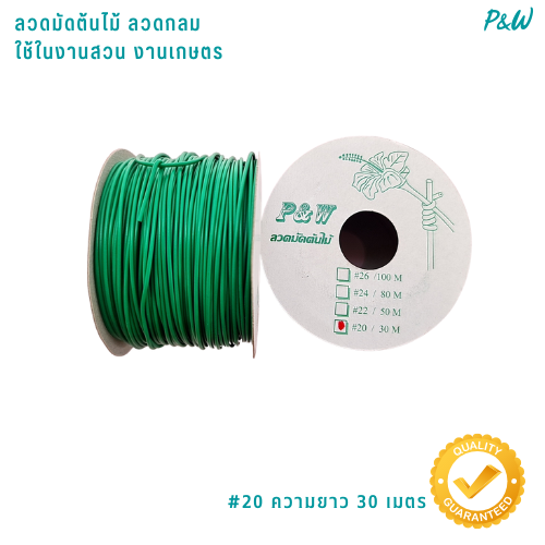 ลวดผูกต้นไม้ ลวดผูกป้าย ลวดขึงสแลน ลวดเพาะชำ ลวดมัดต้นไม้ ลวดบอนไซ ลวดมัดเกษตร ลวดมัดสแลน ลวดเคลือบพลาสติก #20/30M สีเขียวเข้ม WT20-003