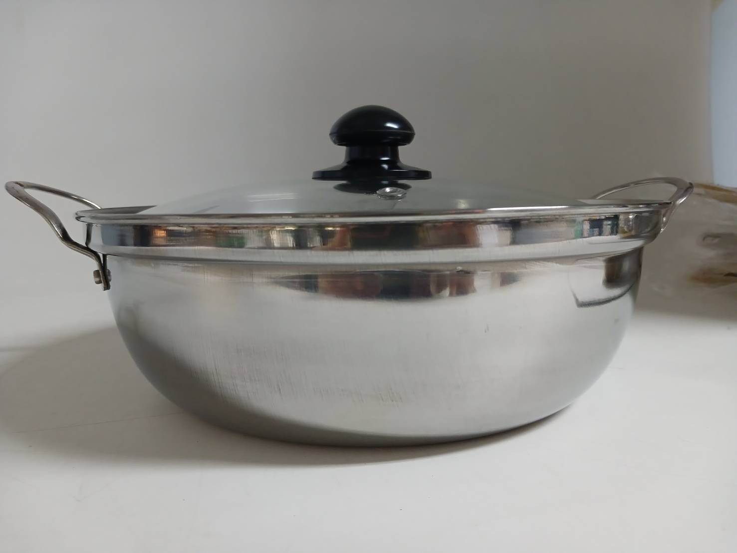 หม้อชาบูสแตนเลส ฝาแก้ว หม้อทรงญี่ปุ่น