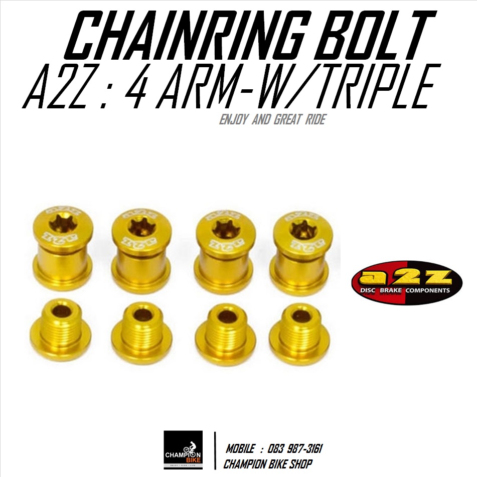 น็อตยึดใบจาน สีทอง A2Z : CHAINRING BOLT SET GOLD COLOR (4 ARM CRANK W/TRIPLE)