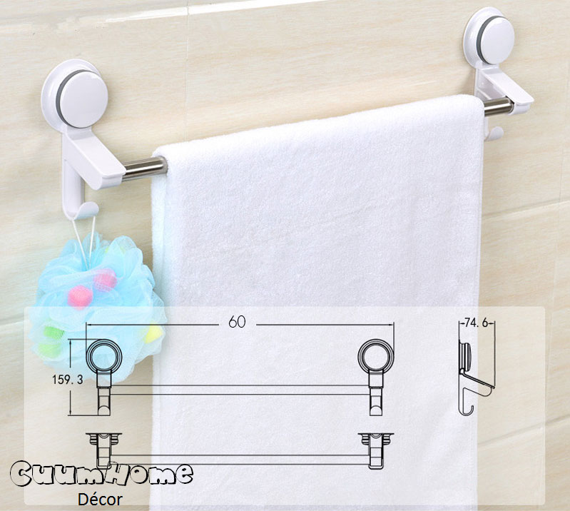 VR-30 ราวแขวนผ้าขนหนู 1 ชั้นพร้อมตะขอ