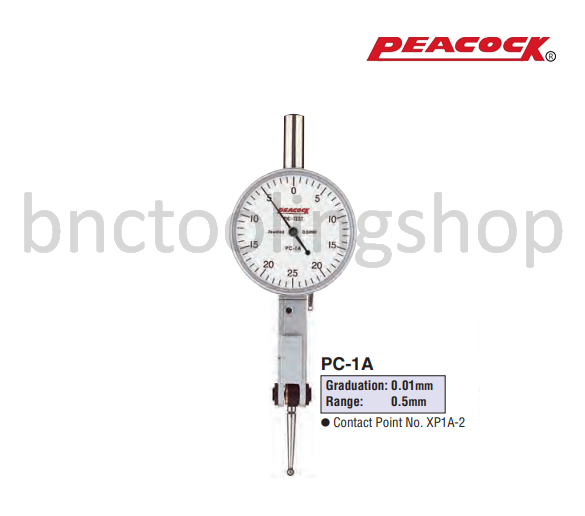 ไดอัลเทสขนาด 0.5มิล ความละเอียด 0.01มิล,Lever Type Dial Test Indicators Pic Test Range 0.5mm Graduation 0.01mm,Peacock,PC-1A