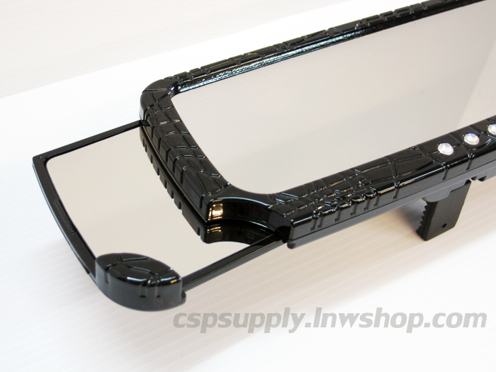 กระจกมองหลัง ลายหนังจระเข้ดำ ฝังคริสตัล MYCARR (ไต้หวัน)