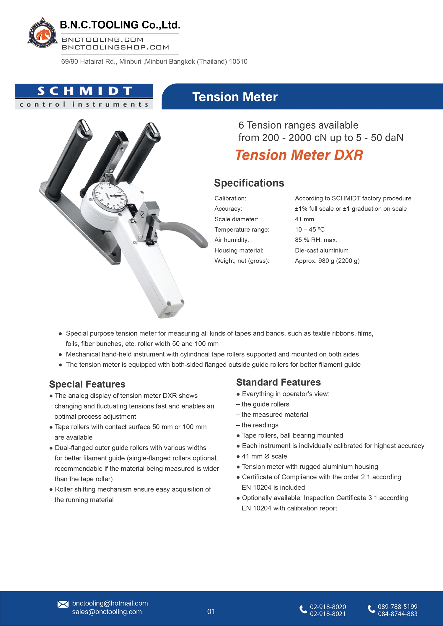 SCHMIDT,6 Tension ranges available from 200 - 2000 cN up to 5 - 50 daN,DXR