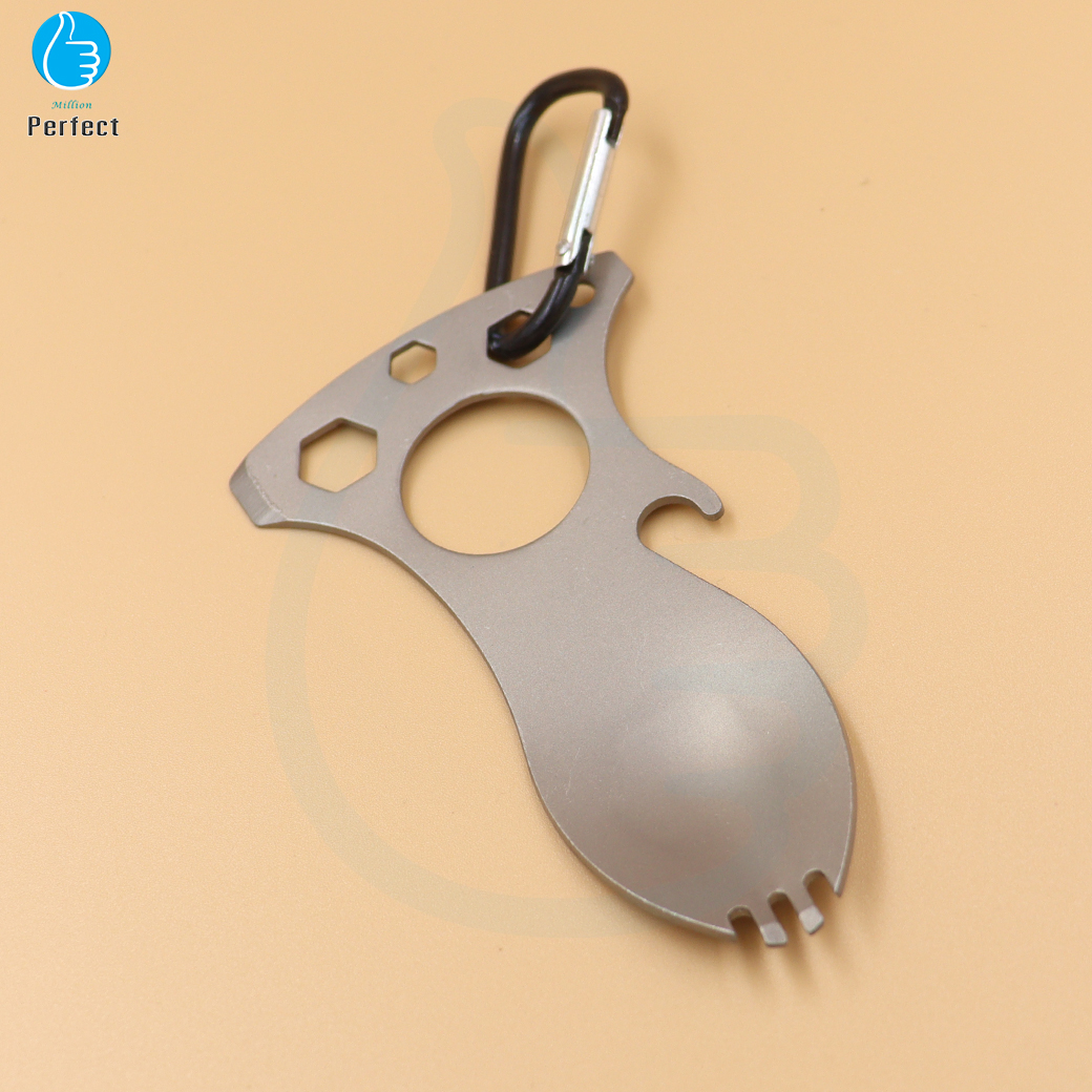 เครื่องมือพกพากลางแจ้ง อุปกรณ์พกพาสำหรับกิจกรรมกลางแจ้ง ไขควงหกเหลี่ยม ที่เปิดขวด ช้อน ส้อม รุ่น PT15