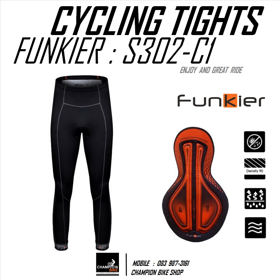 กางเกงปั่นจักรยาน ขายาว FUNKIER : S302-C1 GENTS PRO SUMMER TIGHTS เป้าโปร