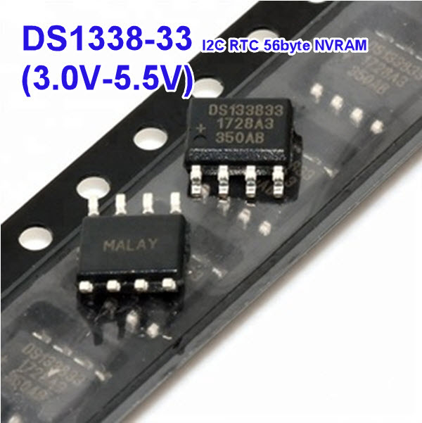 DS1338-33 (3.3V) I2C RTC with 56-Byte NVRAM