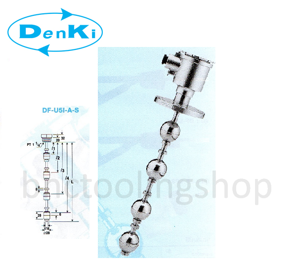 ลูกลอยวัดระดับของเหลวแบบก้านสแตนเลส,Level Switch,Denki,DF-U5I-A-S