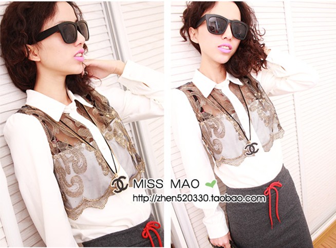 เสื้อผ้าชีฟองเนื้อหนา สีขาว กระดุมผ่าหน้า แขนยาว ส่งฟรี ems