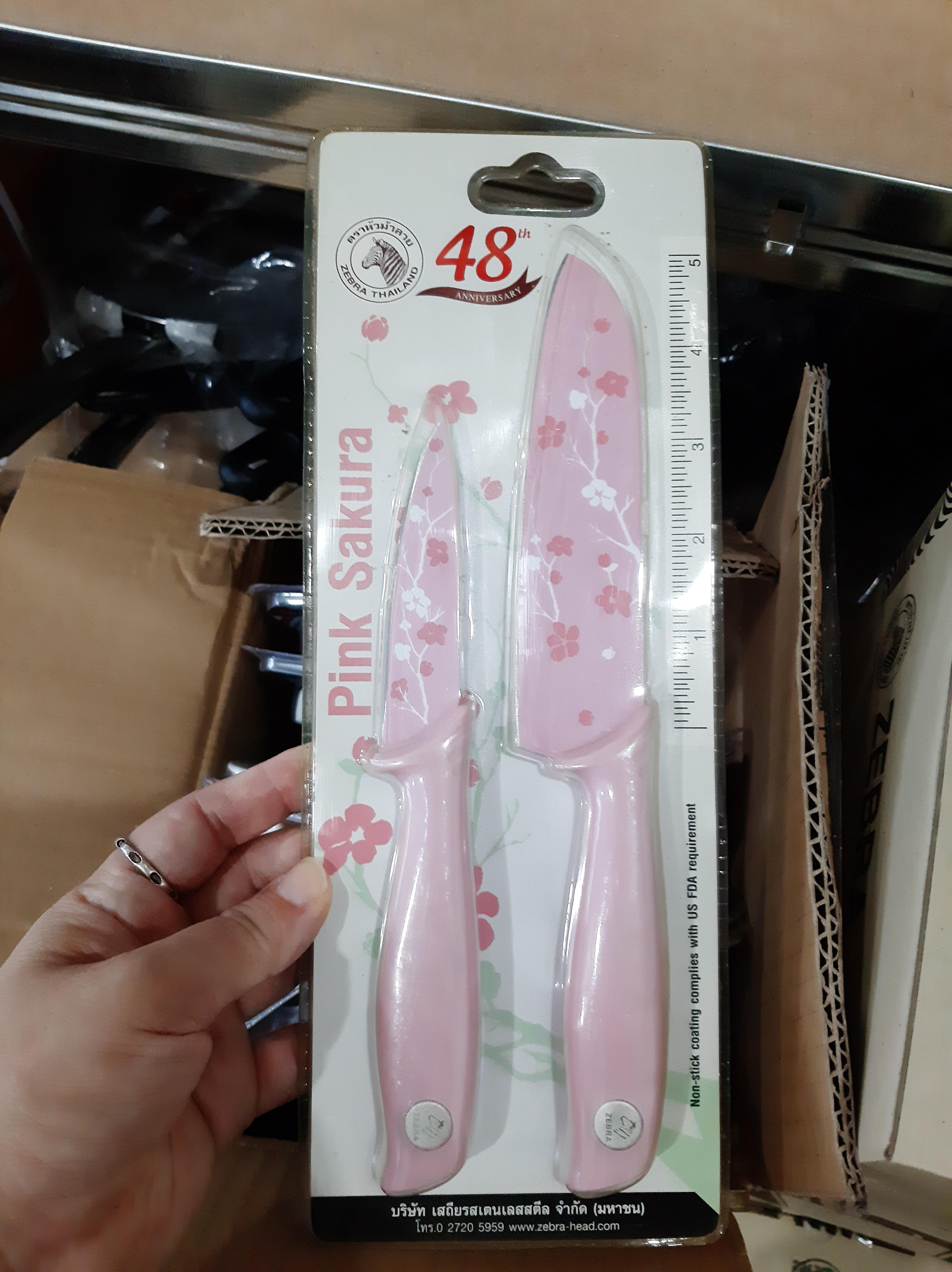 ชุดมีดนอนสติ๊ก ลายซากุระ ตราหัวม้าลาย (หีบห่อเก่าเล็กน้อย)