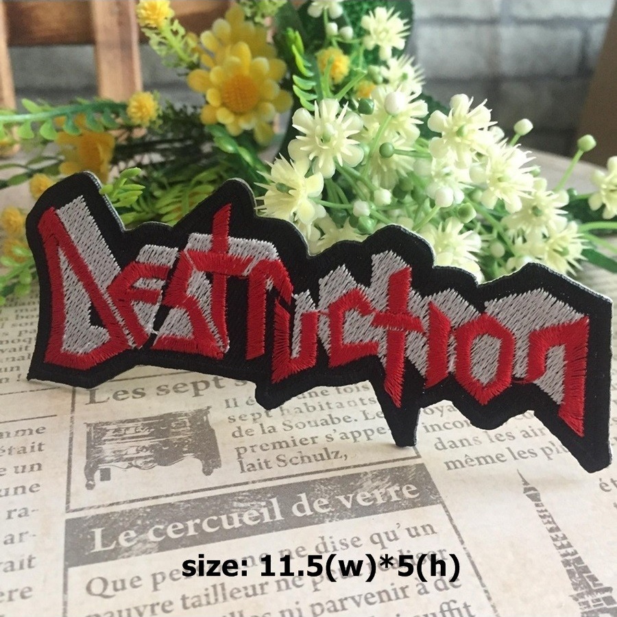 Destruction ตัวรีดติดเสื้อ อาร์มรีด อาร์มปัก ตกแต่งเสื้อผ้า หมวก กระเป๋า แจ๊คเก็ตยีนส์ Rock Iron on Embroidered Patch