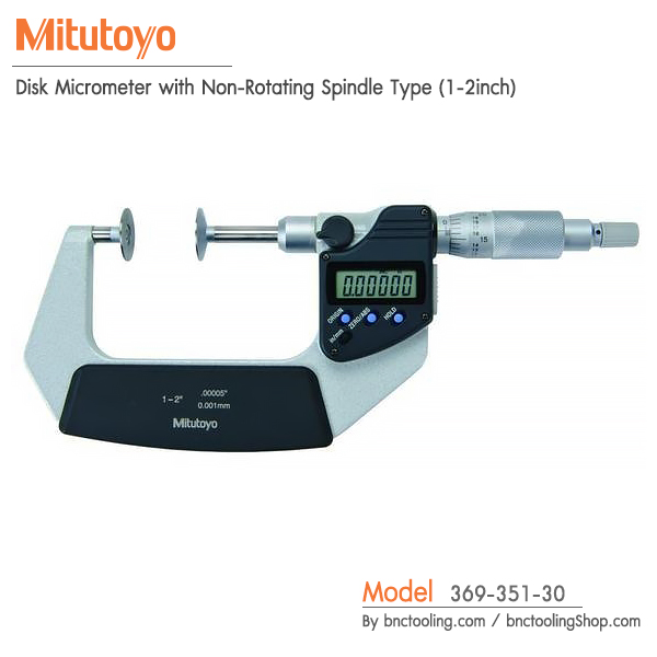 Mitutoyo,Disk Micrometer with Non-Rotating Spindle Type (1-2inch),369-351-30