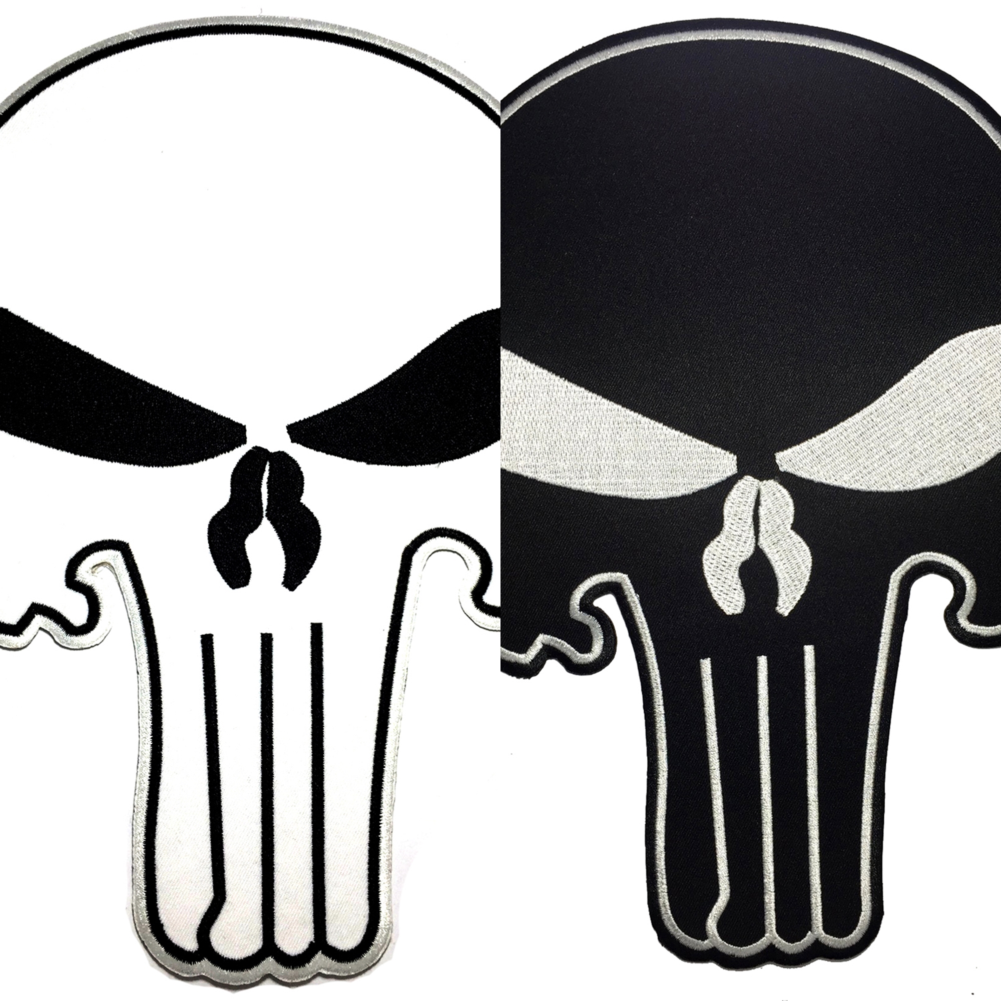 กะโหลก Punisher ตัวรีดติดเสื้อ อาร์มรีด อาร์มปัก ตกแต่งเสื้อผ้า หมวก กระเป๋า แจ๊คเก็ตยีนส์ Embroidered Iron on Patch ไซส์ใหญ่