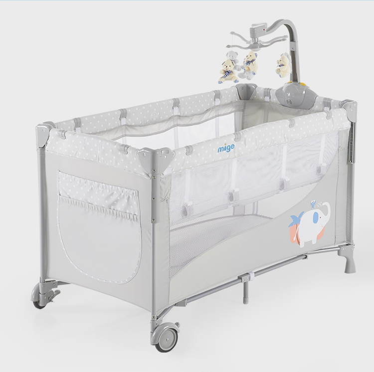 เตียงนอนเด็ก แบบเปิดด้านข้างได้ สินค้าใหม่นำเข้าพร้อมชั้นวางที่เปลี่ยนผ้าอ้อม B10101 Playpen