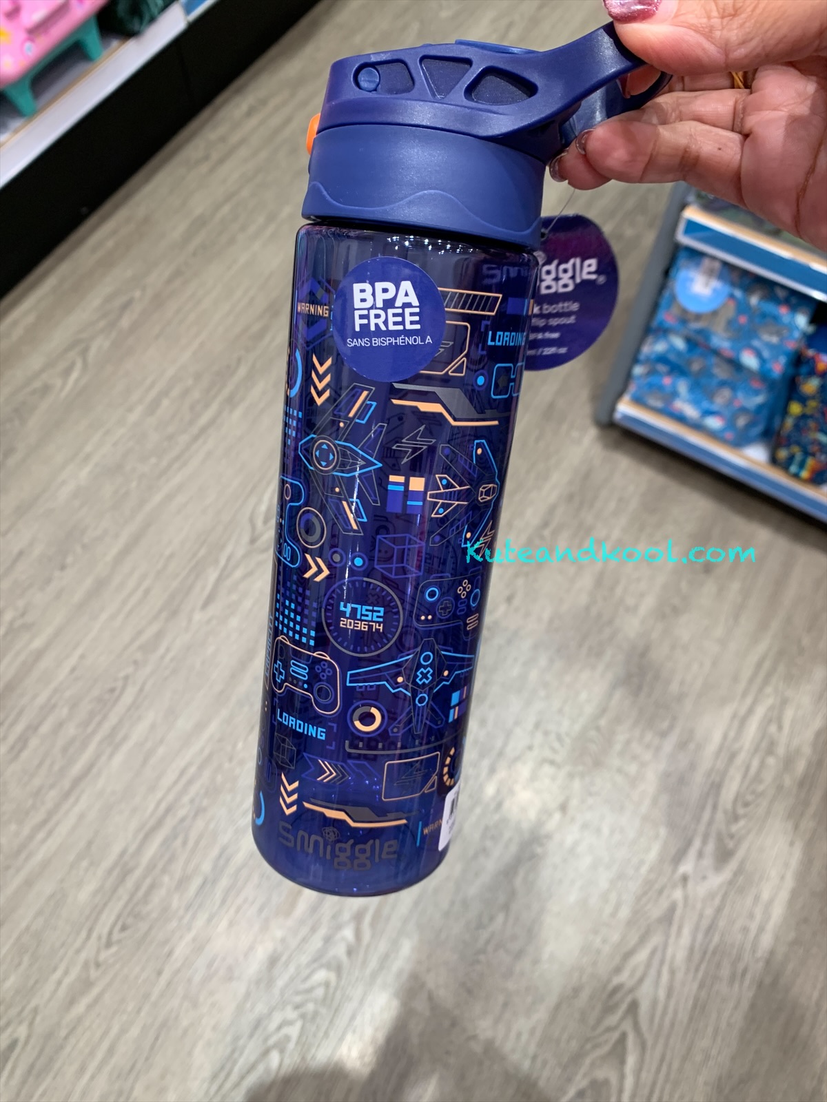 กระติกน้ำ กดเปิด+ยกดื่ม Smiggle Lid-น้ำเงิน