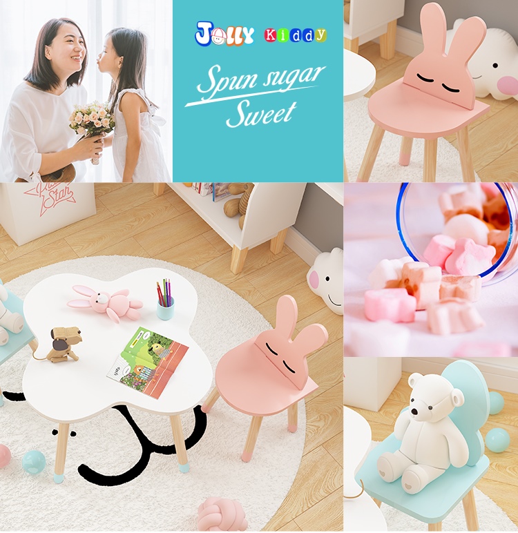 โต๊ะเขียนหนังสือเด็ก โต๊ะทรงก้อนเมฆ พร้อมเก้าอี้คู่ E10912