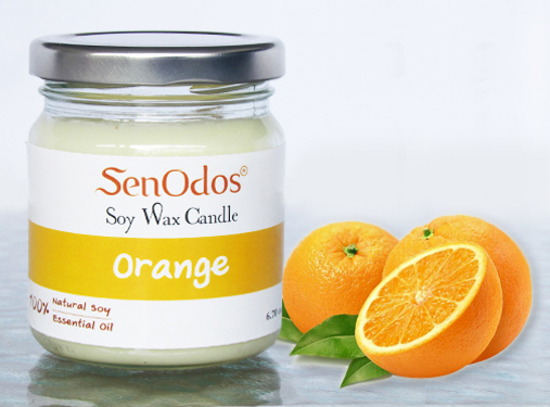 SenOdos เทียนหอม อโรม่า เทียนหอมสปา Orange Scented Soy Candle Aroma 190 g. -กลิ่นส้มแท้