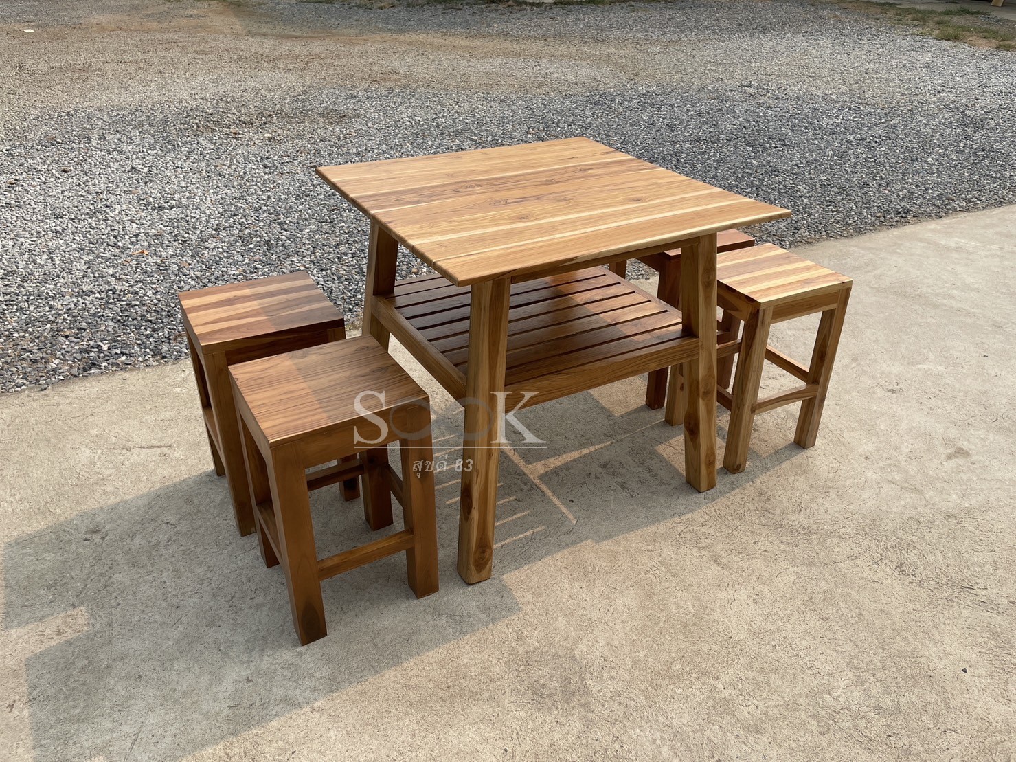 ชุดโต๊ะกาแฟชั้นวางระแนง