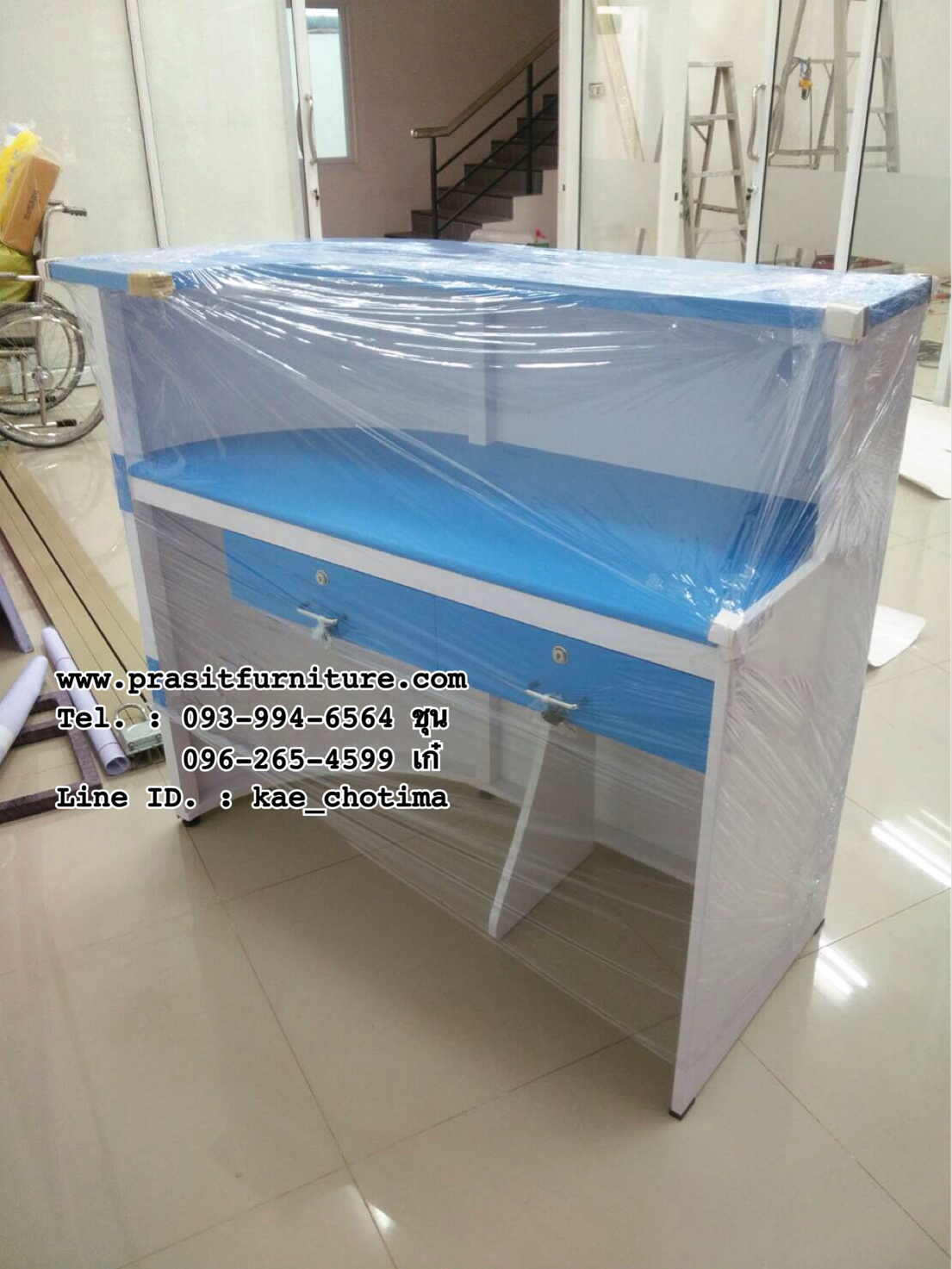 โต๊ะเคาน์เตอร์โค้ง 2 ลิ้นชักแนวนอน