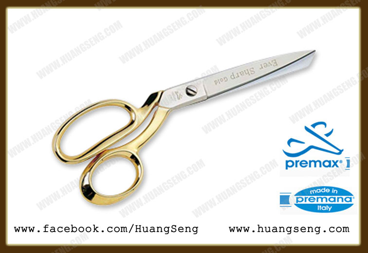 กรรไกรตัดผ้า ด้ามทอง สำหรับช่างเสื้อมืออาชีพ ใบมีดคมพิเศษ DRESSMAKER SHEARS EVER SHARP 8นิ้ว GOLD HANDLES