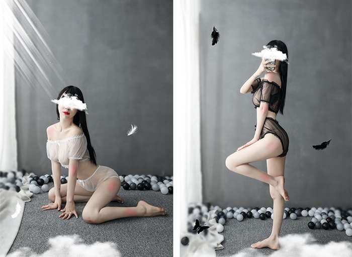 N821 ชุดนอนเซ็กซี่ ชุดนอนผ้าซีทรูมาในแบบ 2 ชิ้นบน-ล่าง ชิ้นบนเป็นเสื้อเกาะอกปาดไหล่แขนสั้น ชิ้นล่างเป็นกางเกงผ้าซีทรูไม่มีซับตามรูปถ่ายสินค้าจริงเลยค่ะ