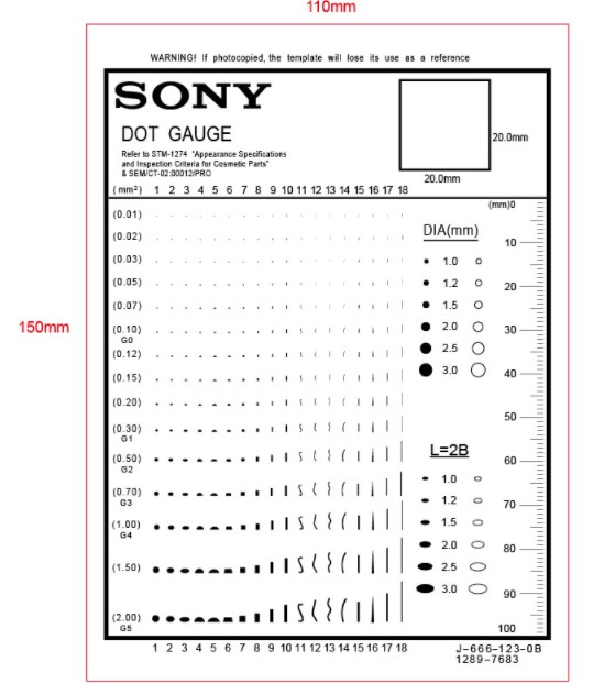 SONY Dot Gauge high precision point line gauge stain gauge film ruler