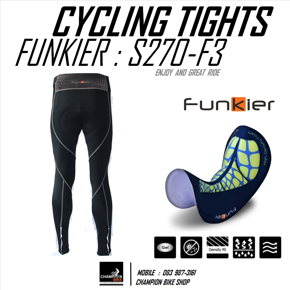 กางเกงปั่นจักรยาน ขายาว เป้าเจล FUNKIER : S270-F3 SANREMO F3 GENTS SUMMER TIGHTS เป้ากล้วยF3