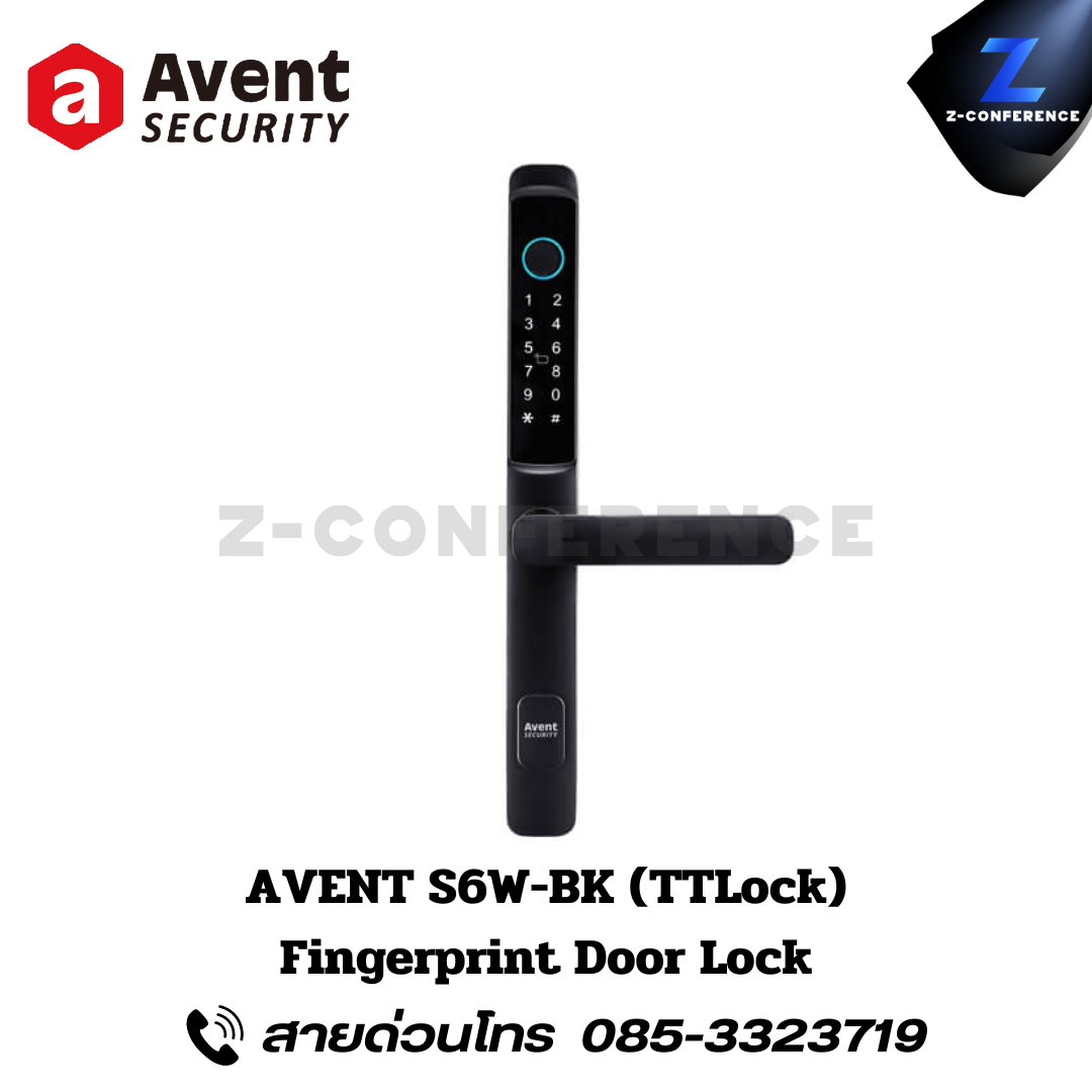 AVENT S6W-BK (TTLock) Fingerprint Door Lock. digital door lock , ประตูสแกนนิ้ว , ดิจิตอลล็อค , สแกนนิ้ว , สแกนหน้า