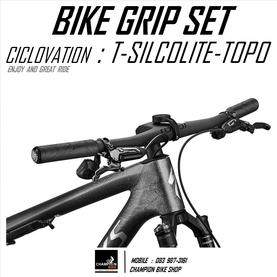 ปลอกแฮนด์ซิลิโคน เกรดคุณภาพ CICLOVATION : TRAIL SILCOLITE-TOPO BIKE GRIP สีดำ-ดำ